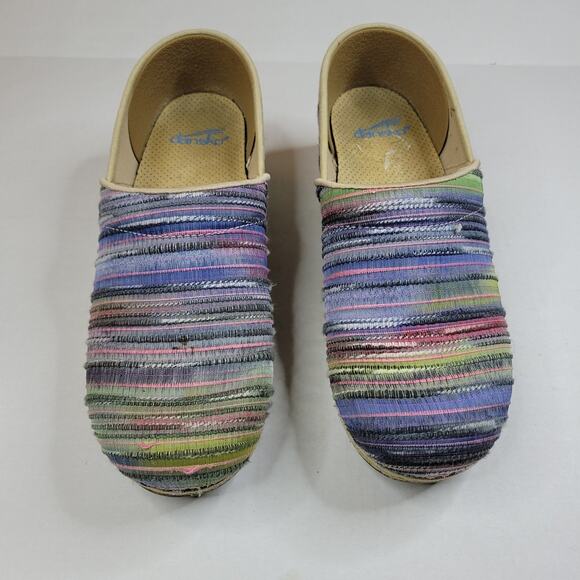 Dansko Jute Pro Artisan Clogs Loafers Blue Colorful Weave Women's Size 8.5 EU 39 - Picture 2 of 7